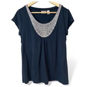 Chico's Black Top with Silver Accents Size 2